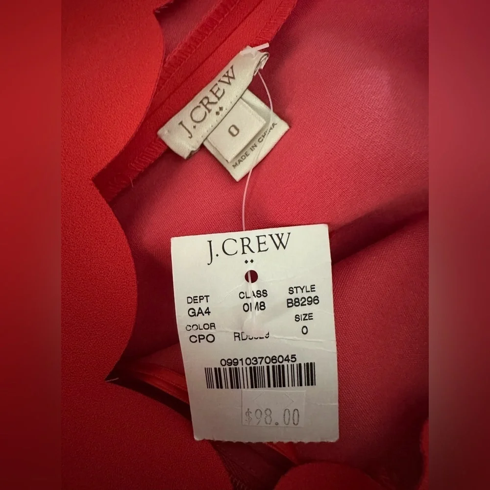 NWT J Crew Scalloped Hem Dress Professional Business Sheath Dress Size 0 Coral